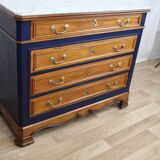 Chest of drawers in oak and gray marble, France 19th century