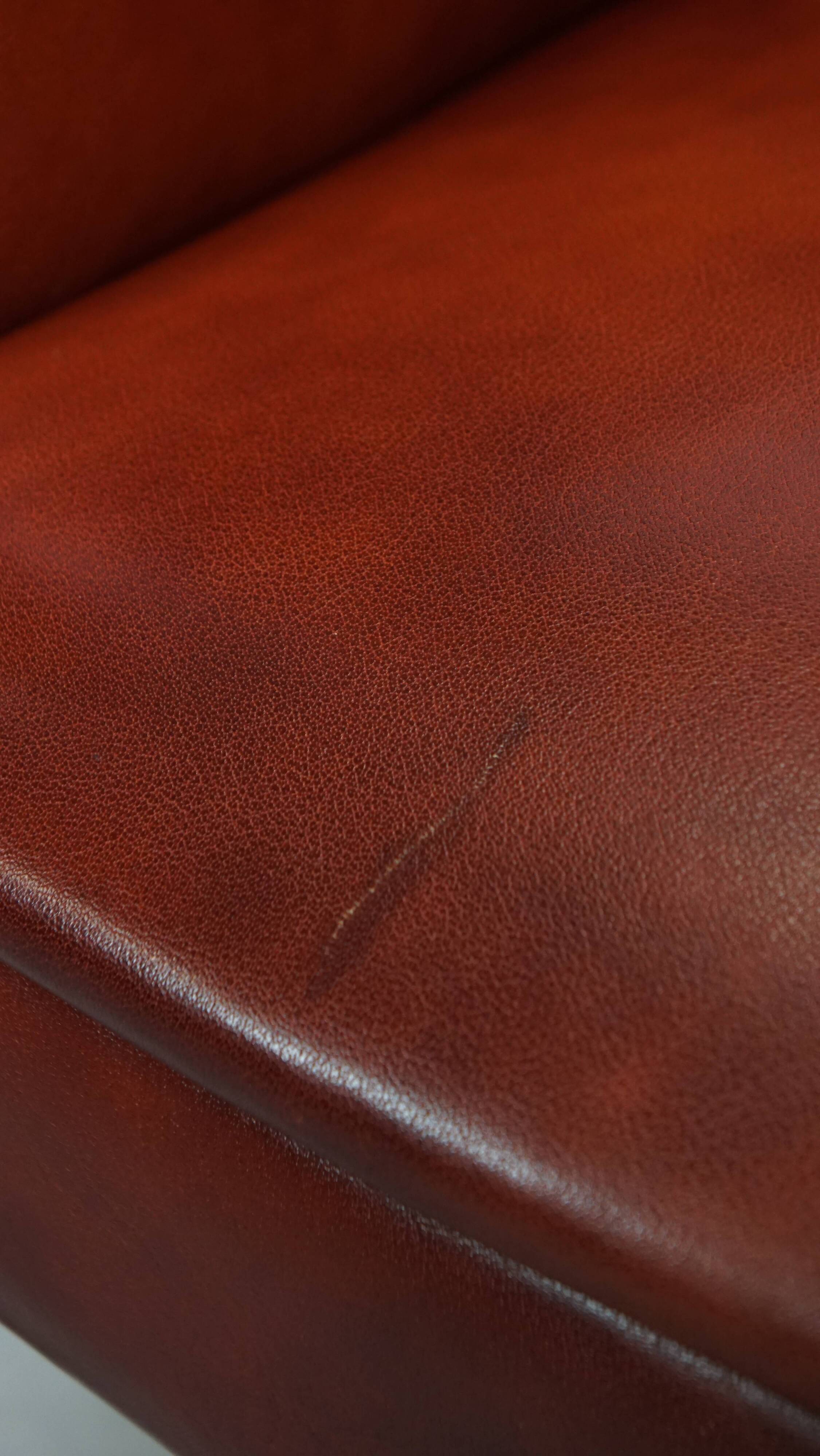 Red-brown cowhide leather office chair/side chair