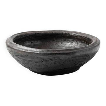 Black Abron M plate-bowl in terracotta, raw bowl, African bowl - Ivory Coast