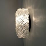 Scandinavian ceiling/wall light in structured glass from the 70s