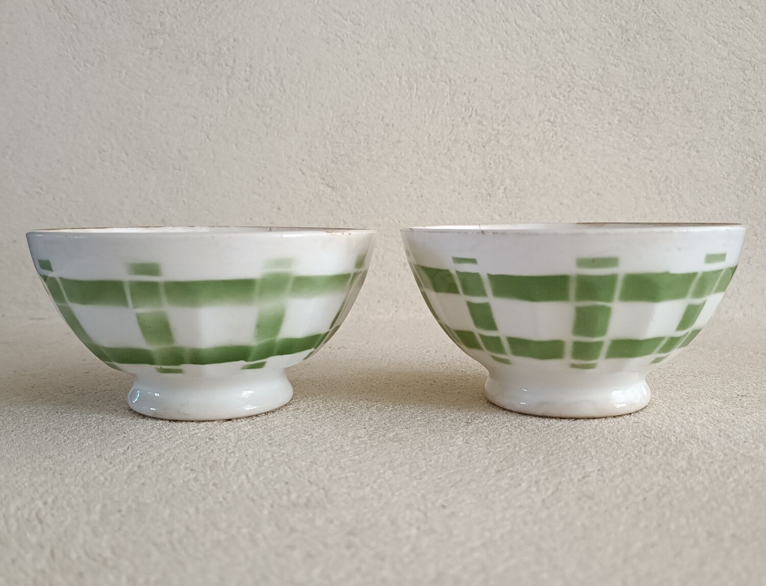 2 faceted iron earth bowls