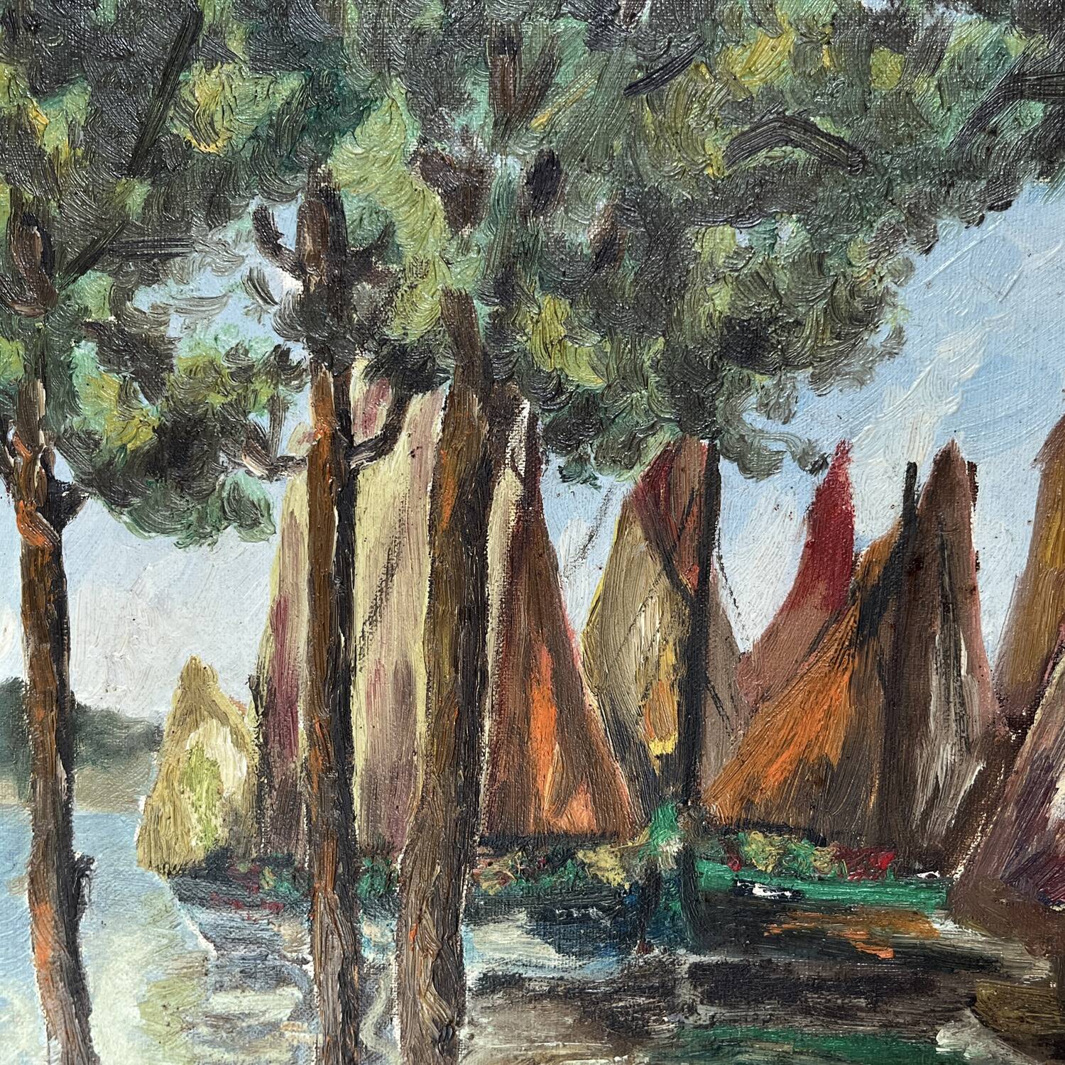 Tableau 1959 "The Sailboats" signed Ledien