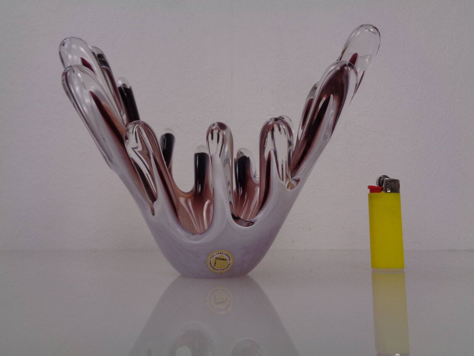 Handmade crystal glass bowl from Gränna Glas, Sweden, 1970s