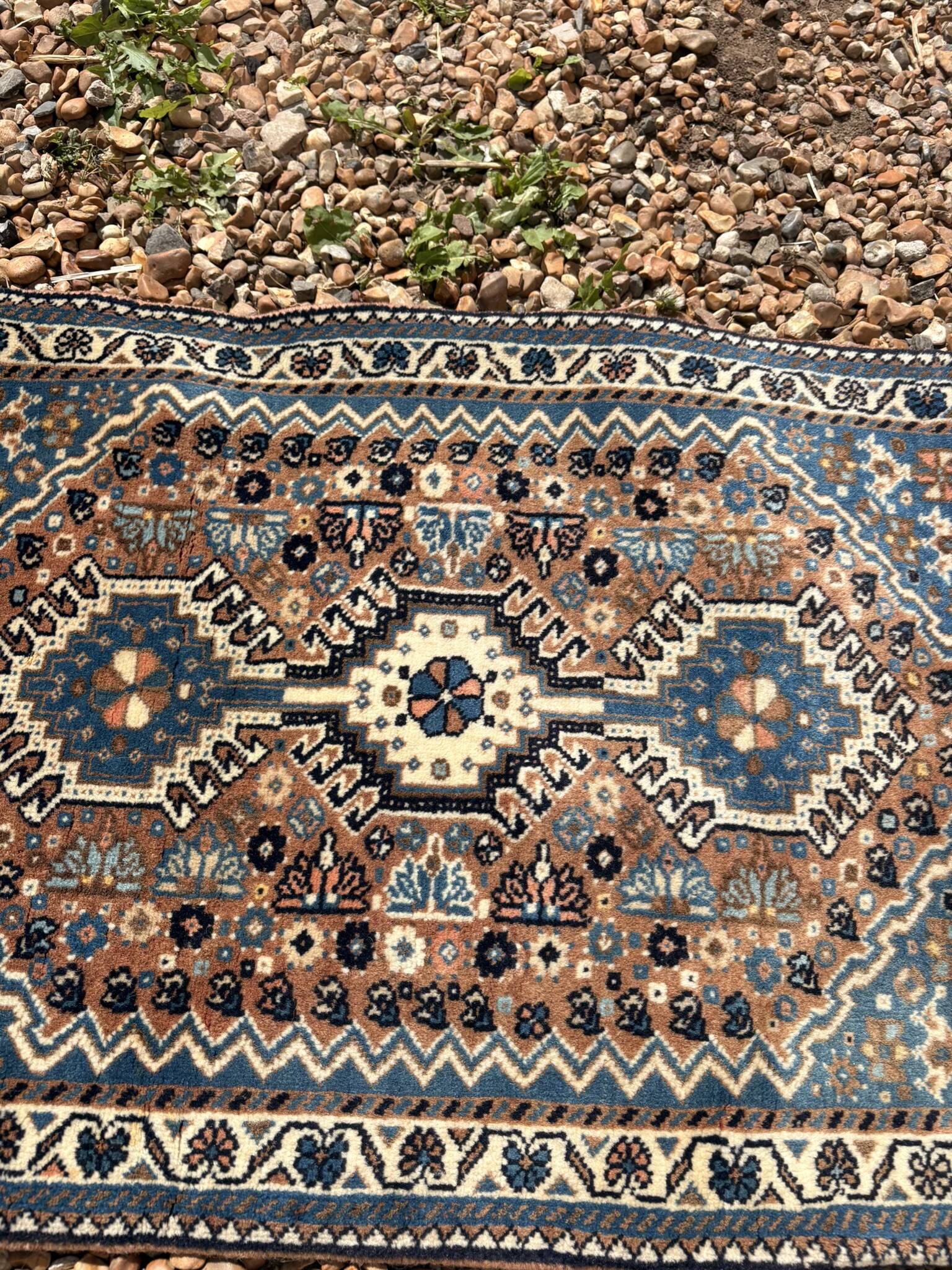 Antique Persian Carpet Chiraz Abadeh Qashqai Ghashga'i Ethnicity 83x53