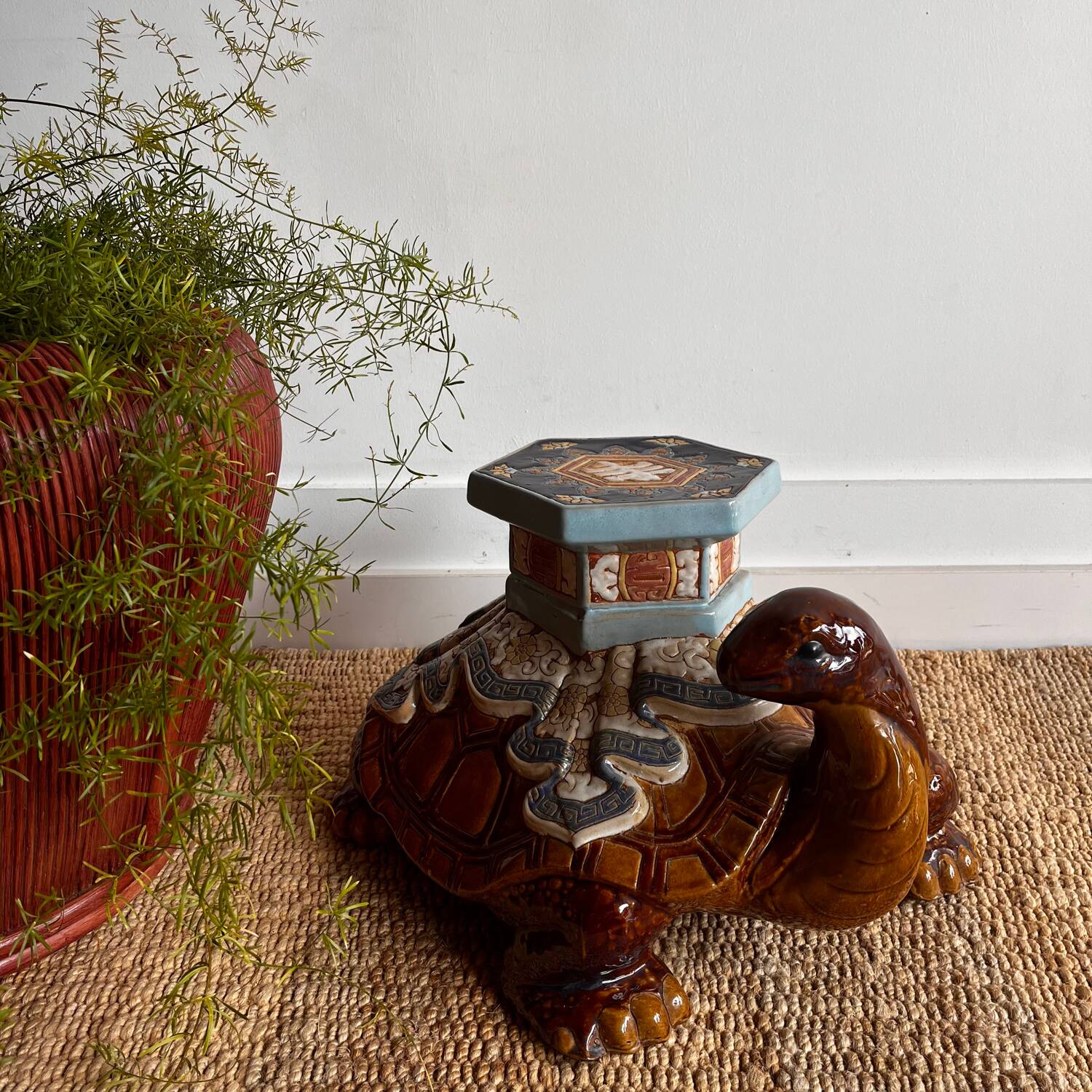 Ceramic plant stand porte plante Turtle