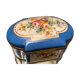Domed porcelain box polychrome floral decoration on blue background brand Sèvres