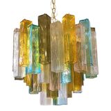 Contemporary Multicolored "Squared" Murano Glass Chandelier