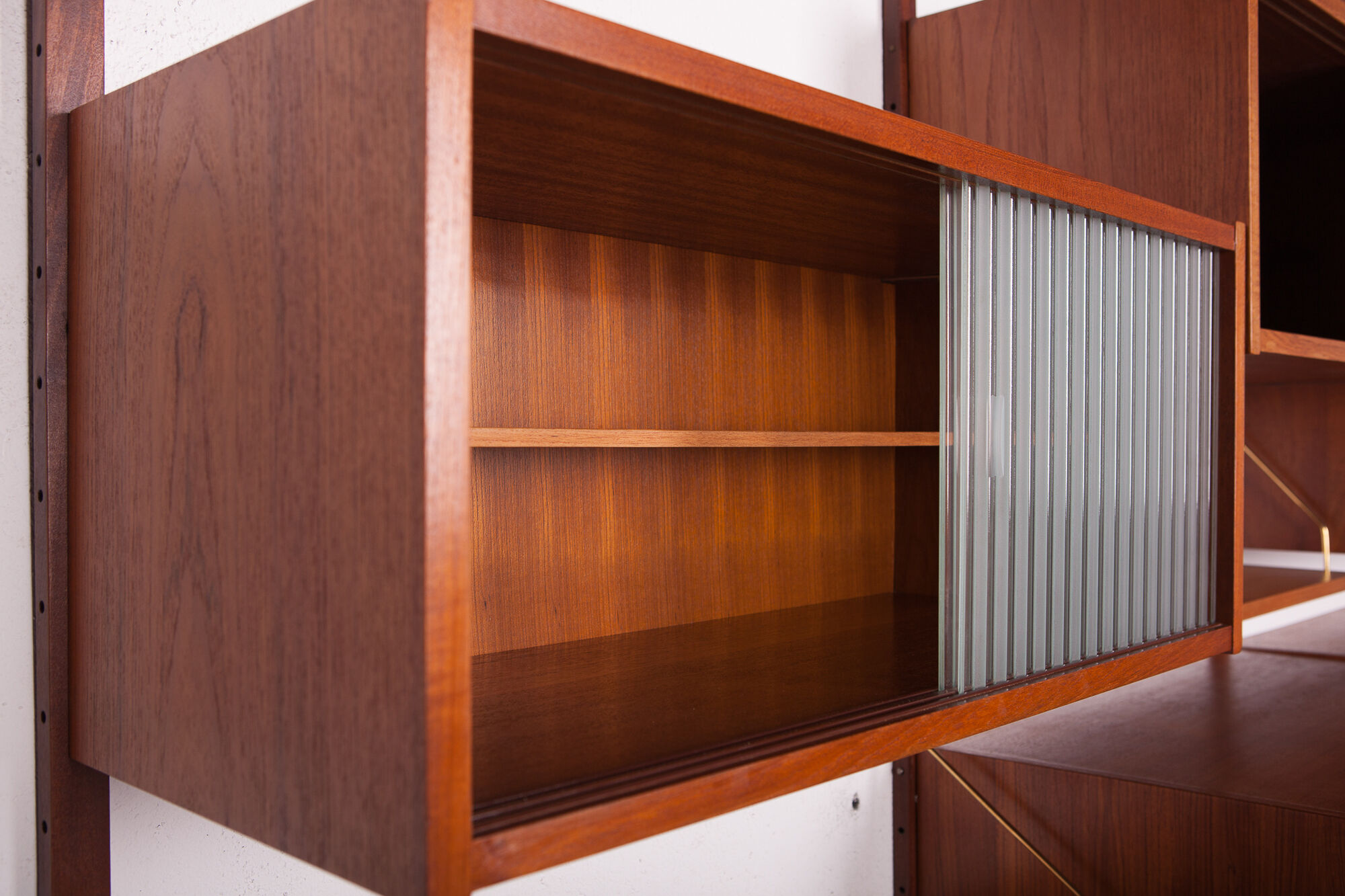 Mid century danish teak modular wall unit, 1960s
