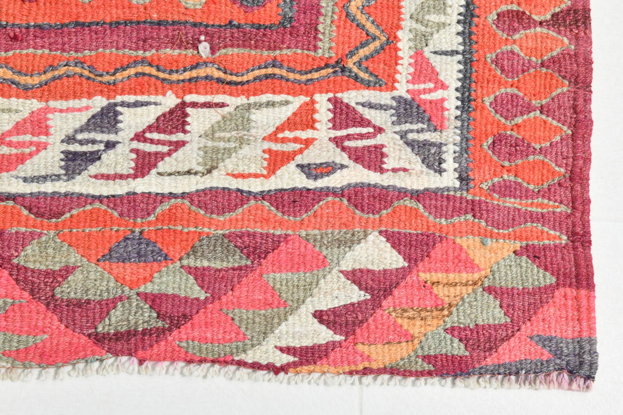 Red & Burgundy Vintage Runner Rug, 102x274Cm