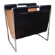 Vintage Brabantia magazine rack in black leather