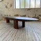 Table basse années 50 plateau bois exotique XXL