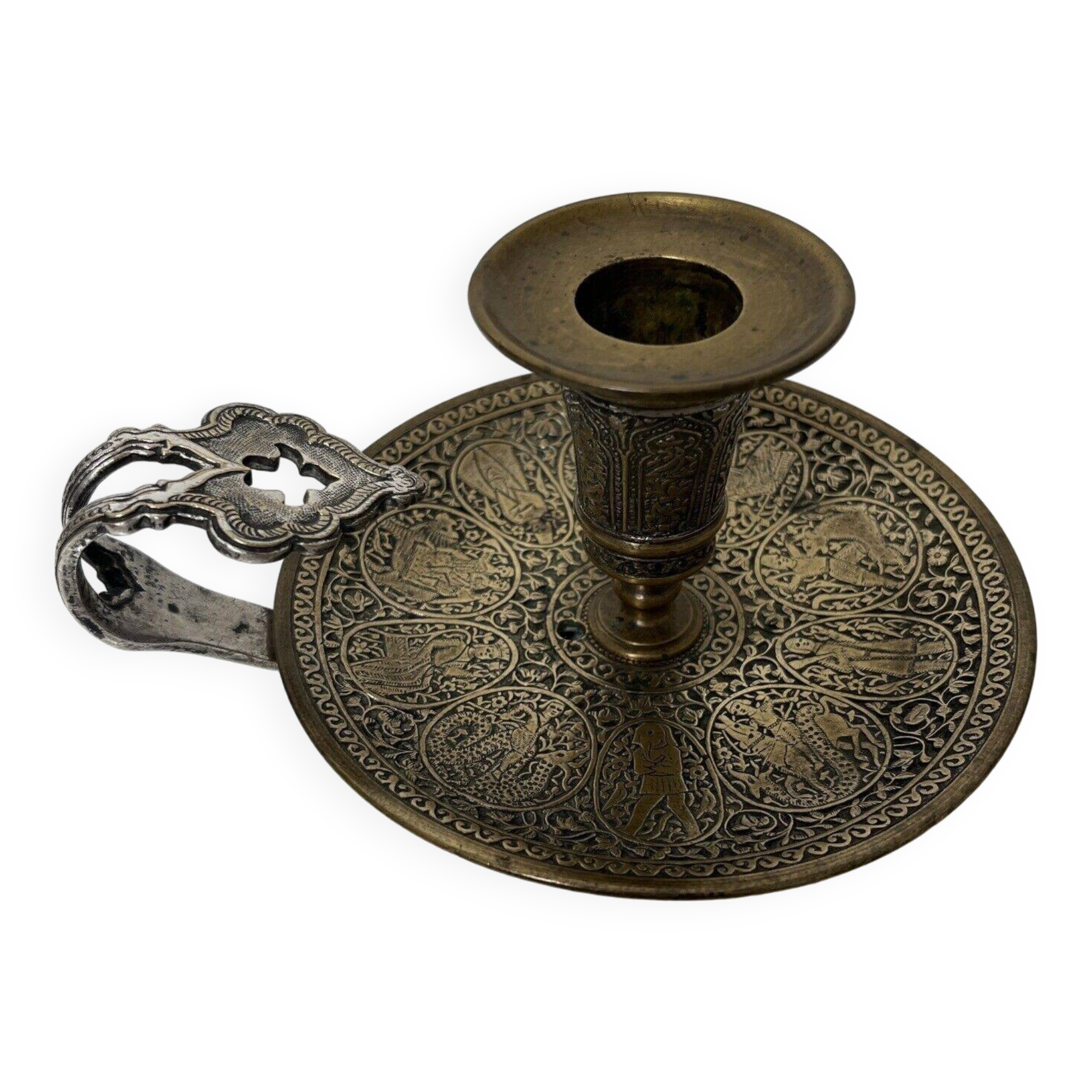 Bronze hand candlestick in the Persian Qajar style France late 19th century