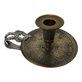 Bougeoir a main en bronze  dans le style perse Qajar France fin XIXe