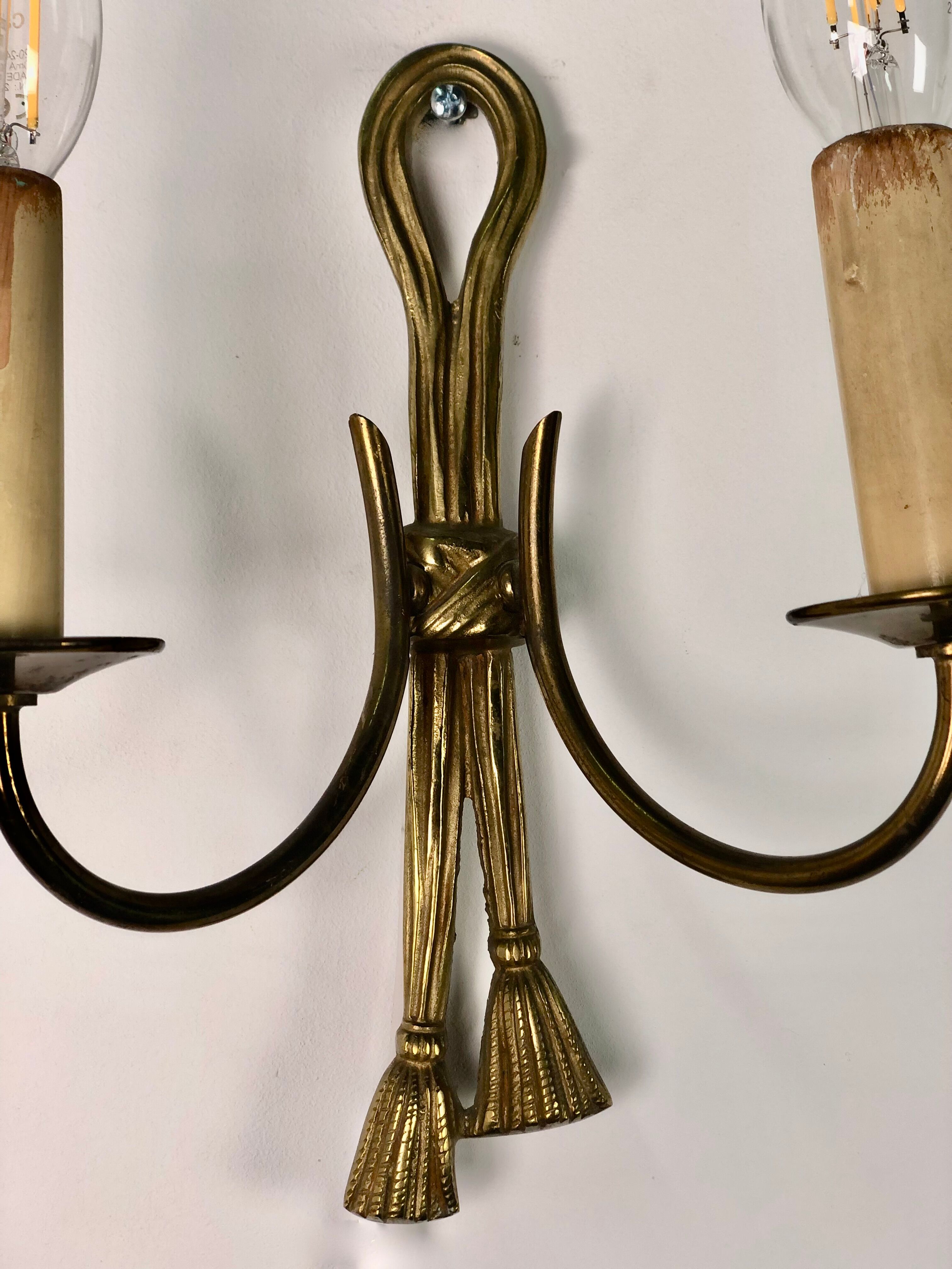 Wall lamps (the pair) in vintage bronze 70'S