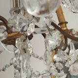Lustre 6 feux à pampilles Louis XVI en cristal,  XVIIIème