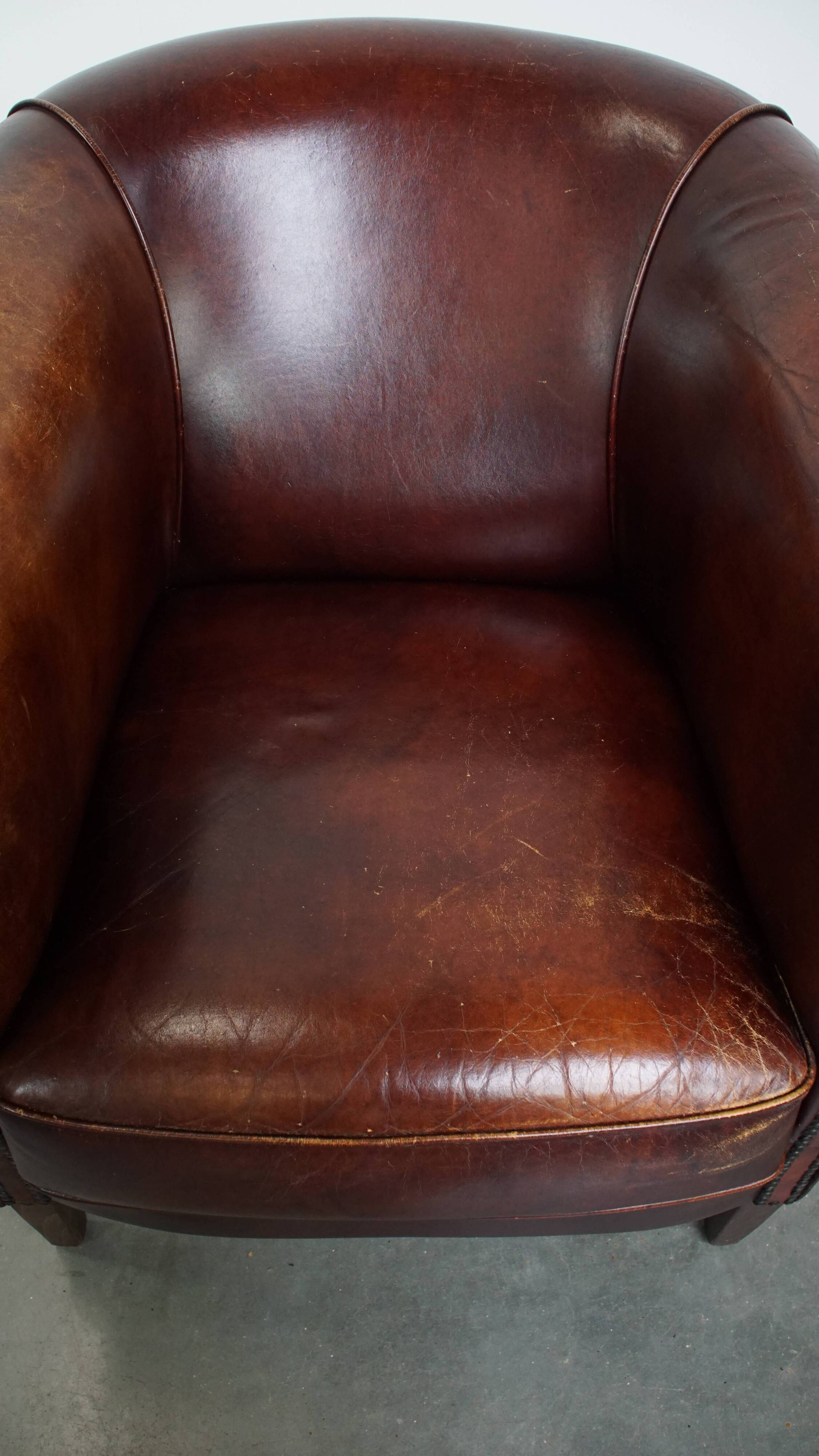 Cowhide Leather Club Chair in English Style