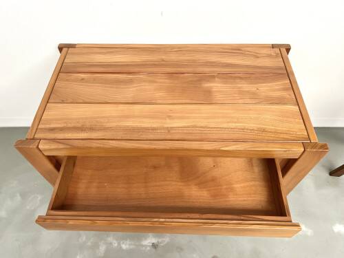 Solid elm chest of drawers, Maison Regain, circa 1970