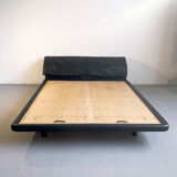 Lit 'Marlo' en cuir noir, Afra & Tobia Scarpa pour Molteni, Italie années 1980