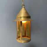 Suspension lanterne en laiton avec verre jaune