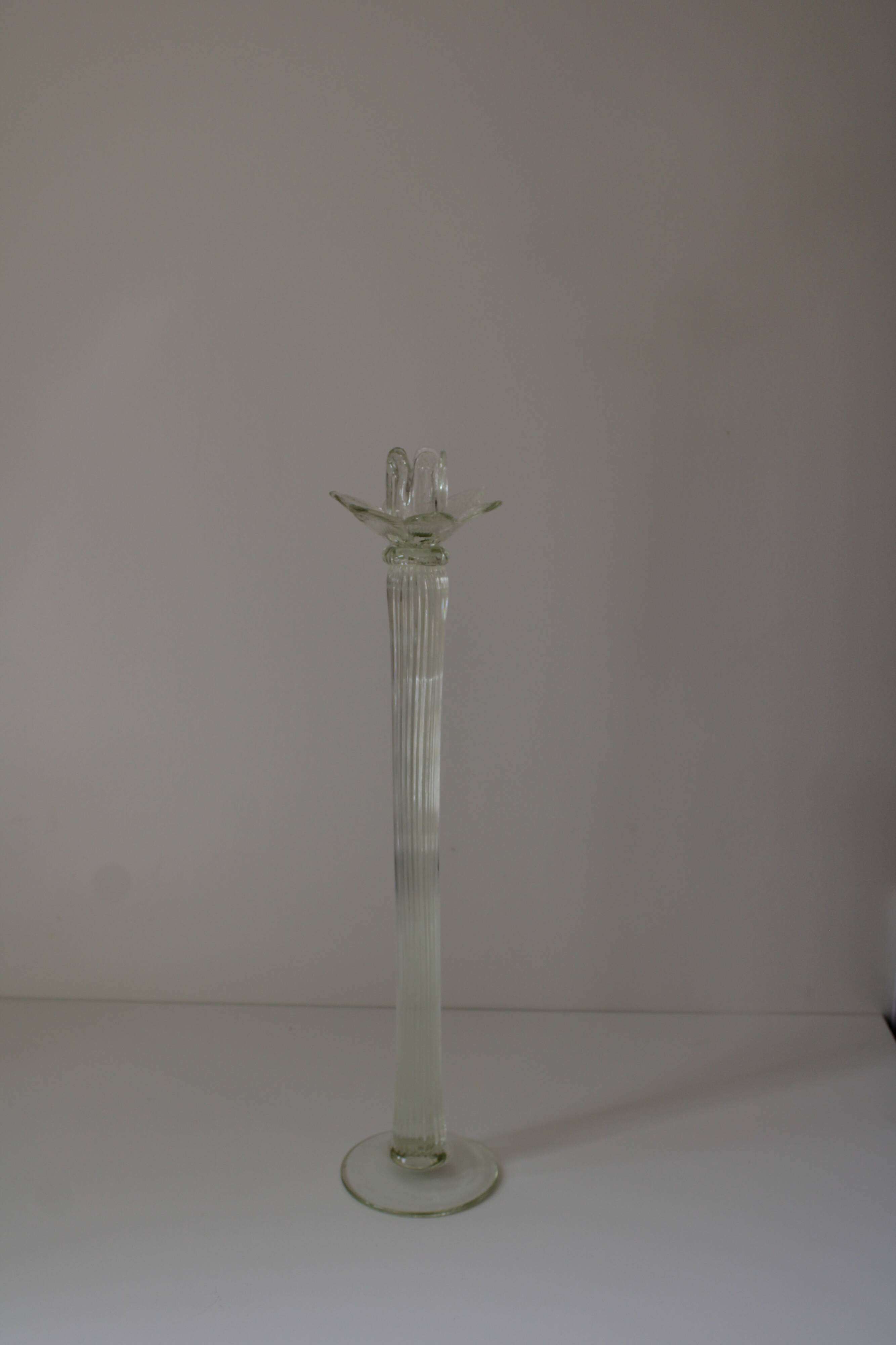 Large antique transparent Murano candlestick
