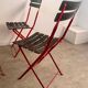 Lot de 4 chaises pliantes cuir et métal design italien Zanuso pour  Zanotta Celestina vintage