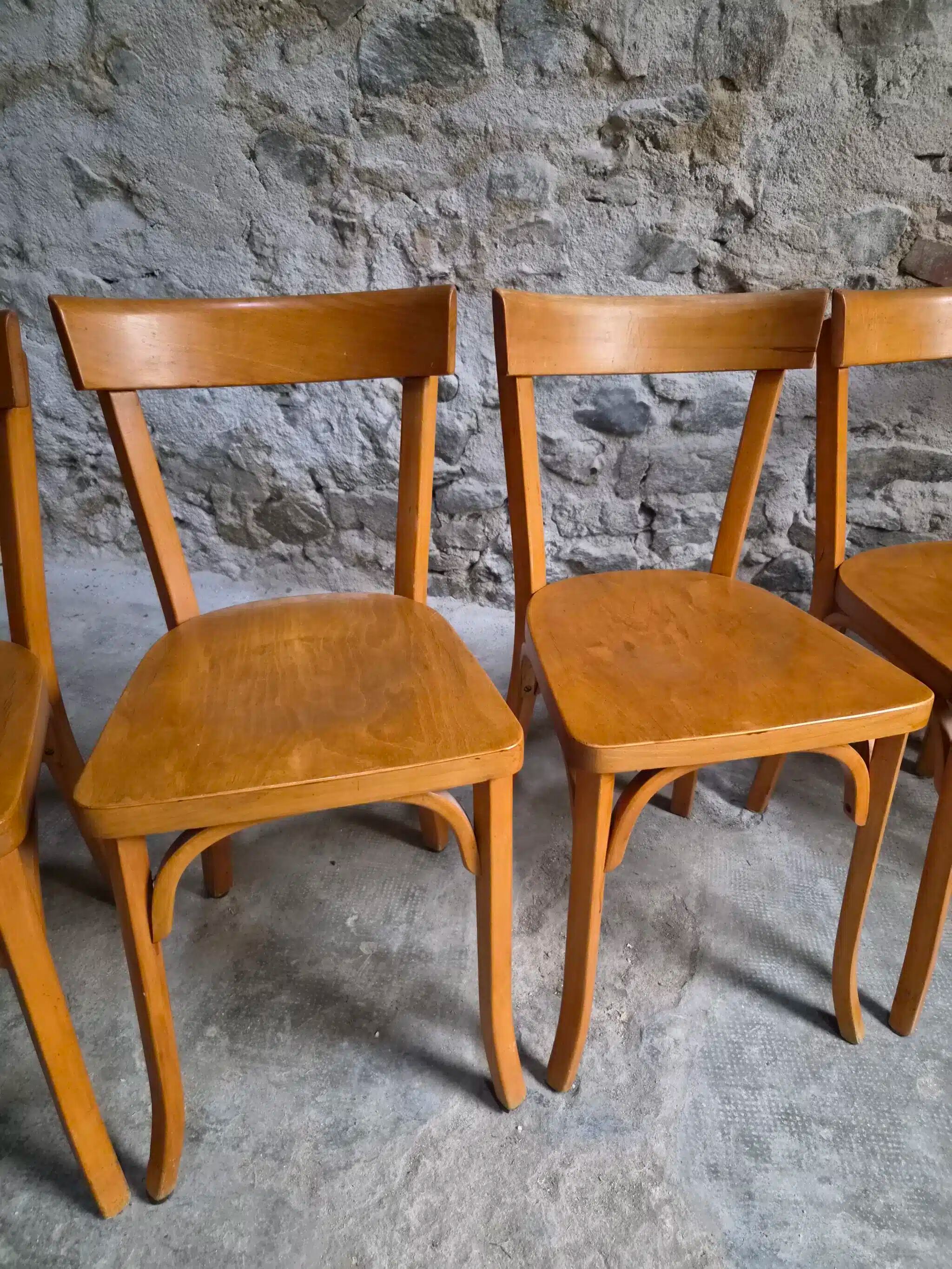 Set of six Baumann bistro chairs, France, 1950s