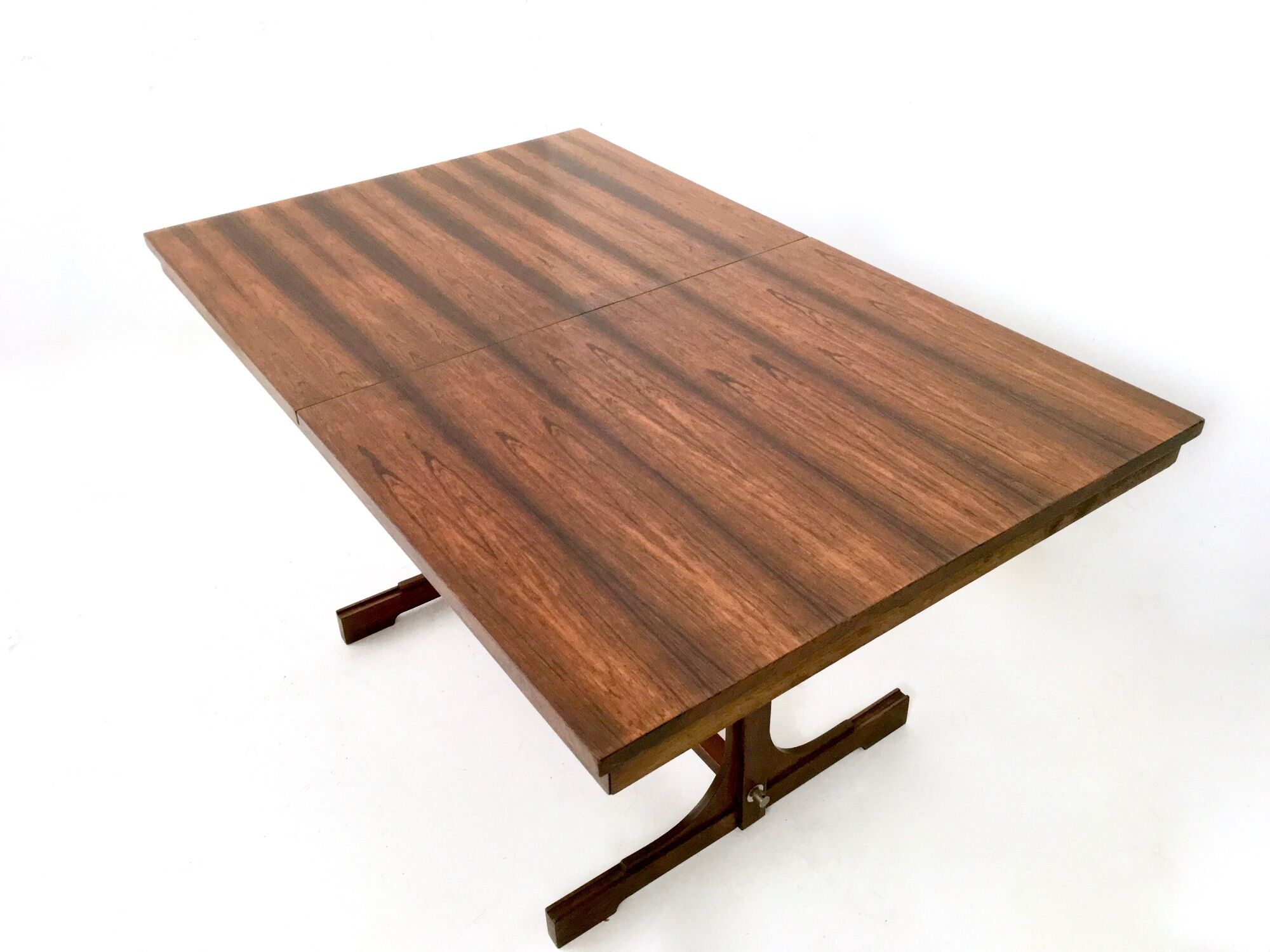 Midcentury rectangular wooden extendible dining table, italy 1960s