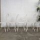 Table de jardin et chaises fer forgé blanc ancien