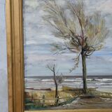 Scandinavian modern painting, 1929, Oil on board.