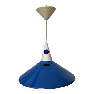 Postmodern pendant lamp in plastic and blue metal, Brilliant