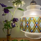 Vintage stained glass globe pendant light