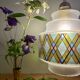 Vintage stained glass globe pendant light