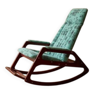 Wooden rocking chair by ÚLUV, mid-century modern, 1970s, Czechoslovakia