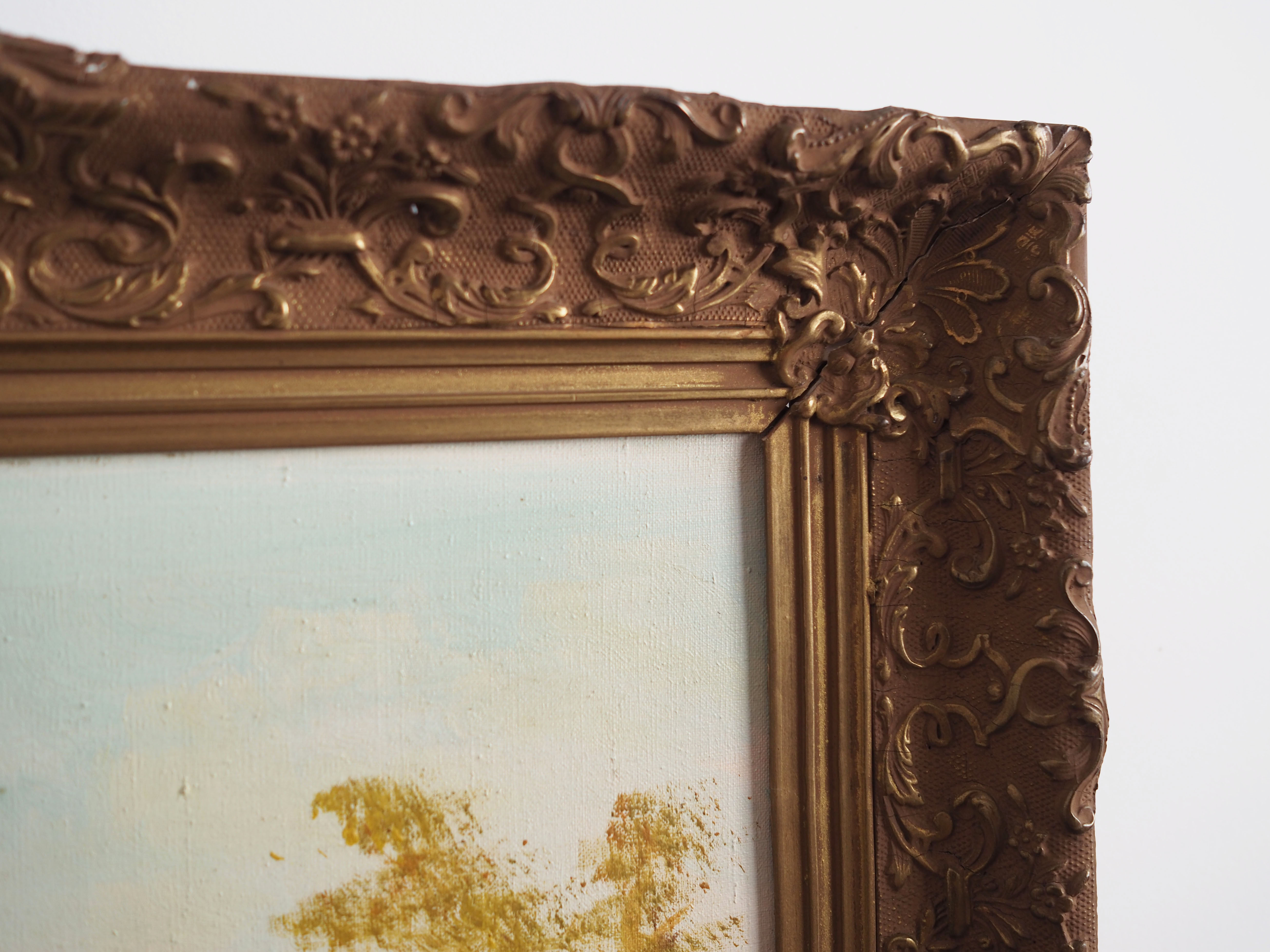 Peinture « The Road by the Pond », design scandinave, années 1970