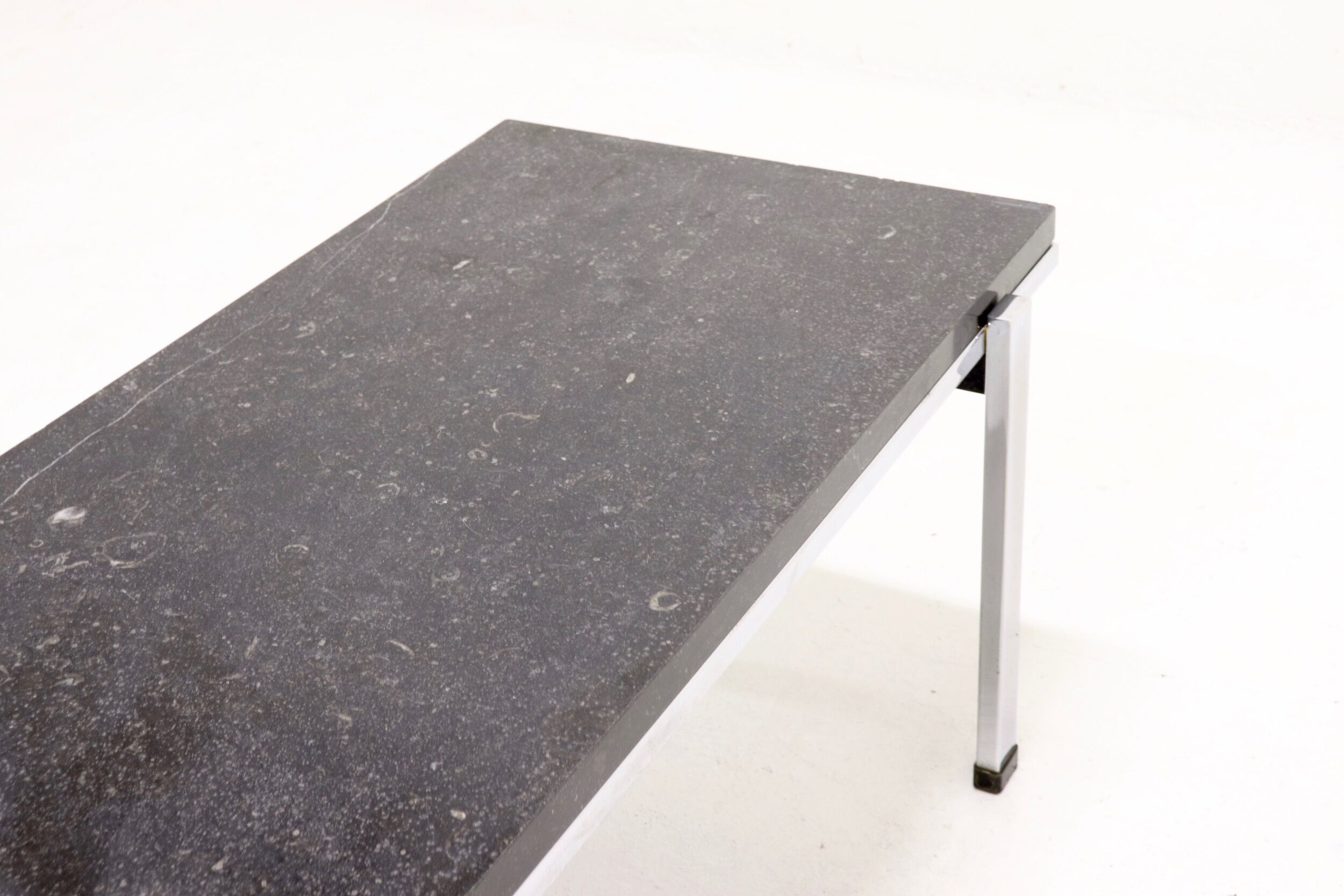 Mid century grey limestone and chrome coffee table 1960