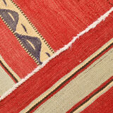 Red & beige wool kilim rug 237x142cm