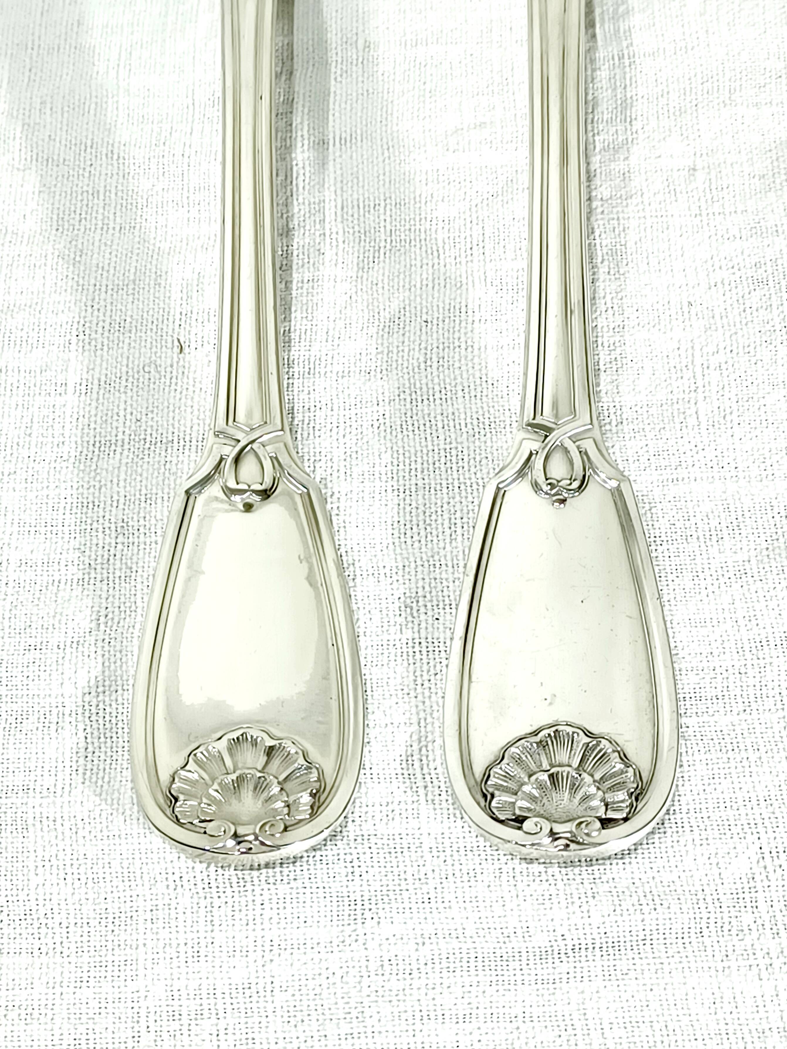 12 Louis XIV style silver cutlery sets