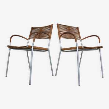 Set of 2 leather Mis B2 RVS armchairs by Tito Agnoli  for Pierantonio Bonacina