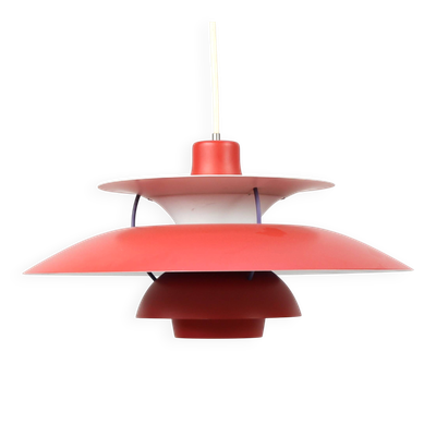 Suspension PH 5 rouge par Poul Henningsen pour Louis Poulsen, Danemark, années 80