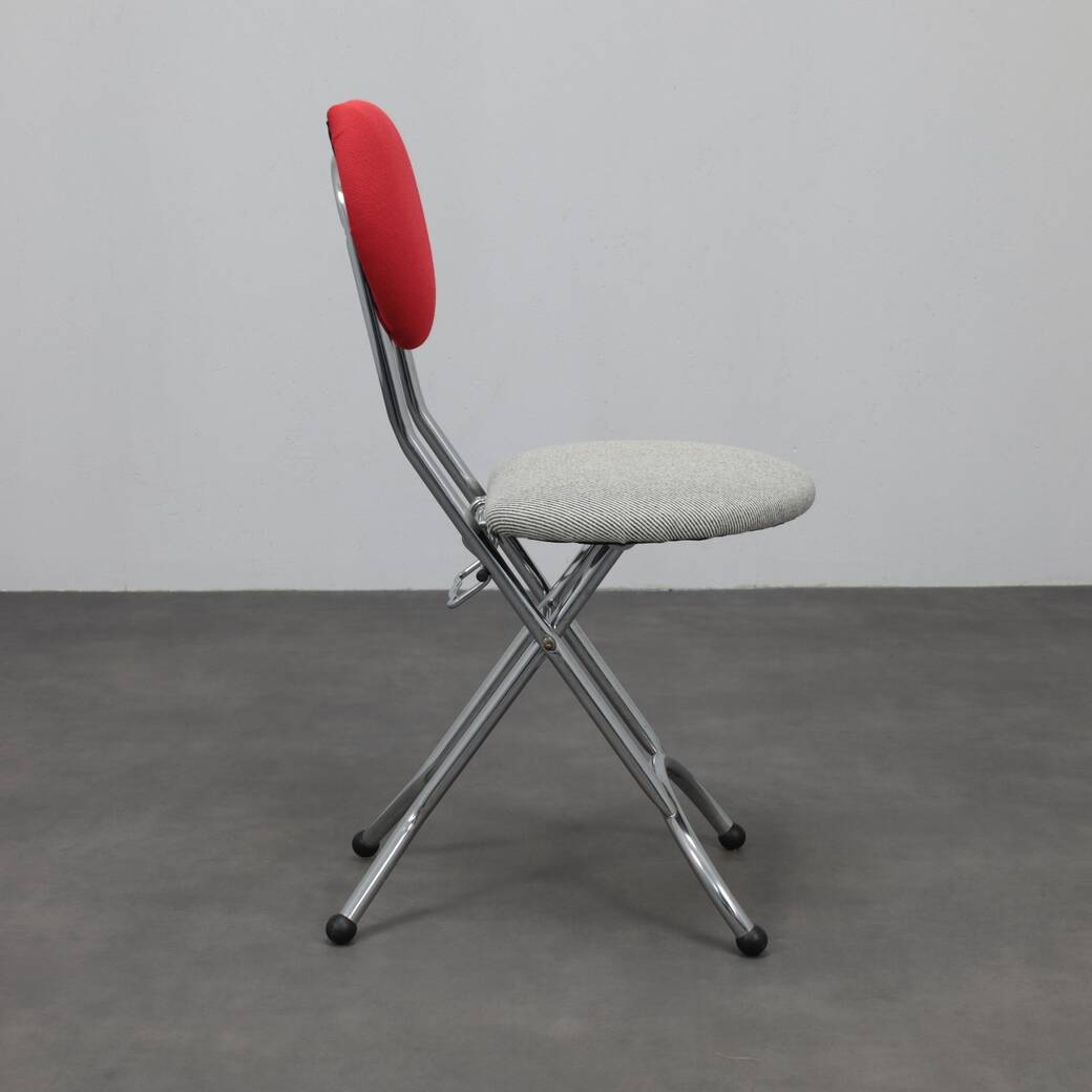 Set of 4 Postmodern Folding Chairs in Chrome and Wool, Italy, 1990s