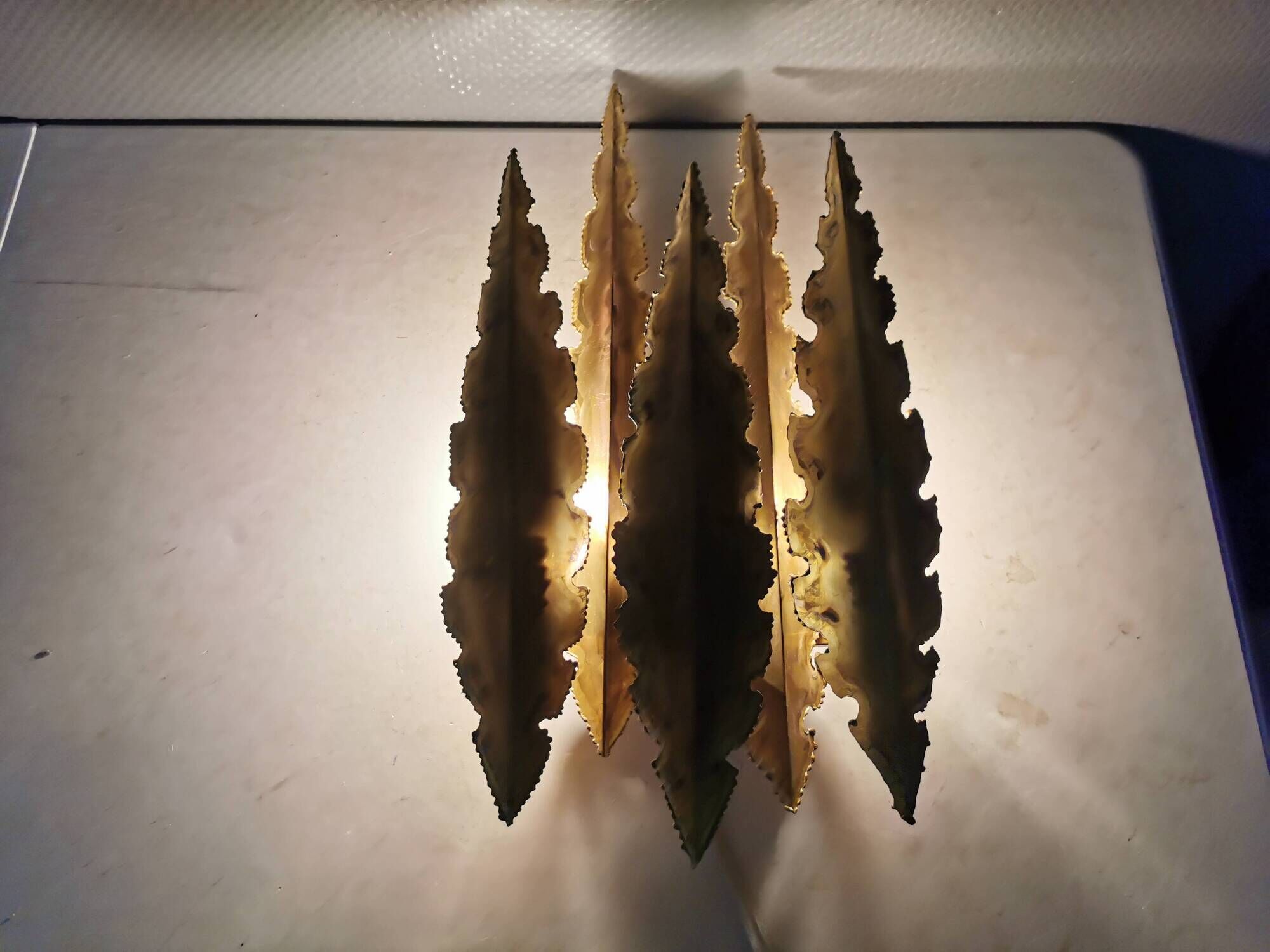 HUGE Brutalist Brass Wall Lamp by Svend Aage Holm Sørensen, Denmark 1960s