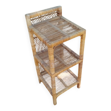 Vintage wicker rattan bedside table