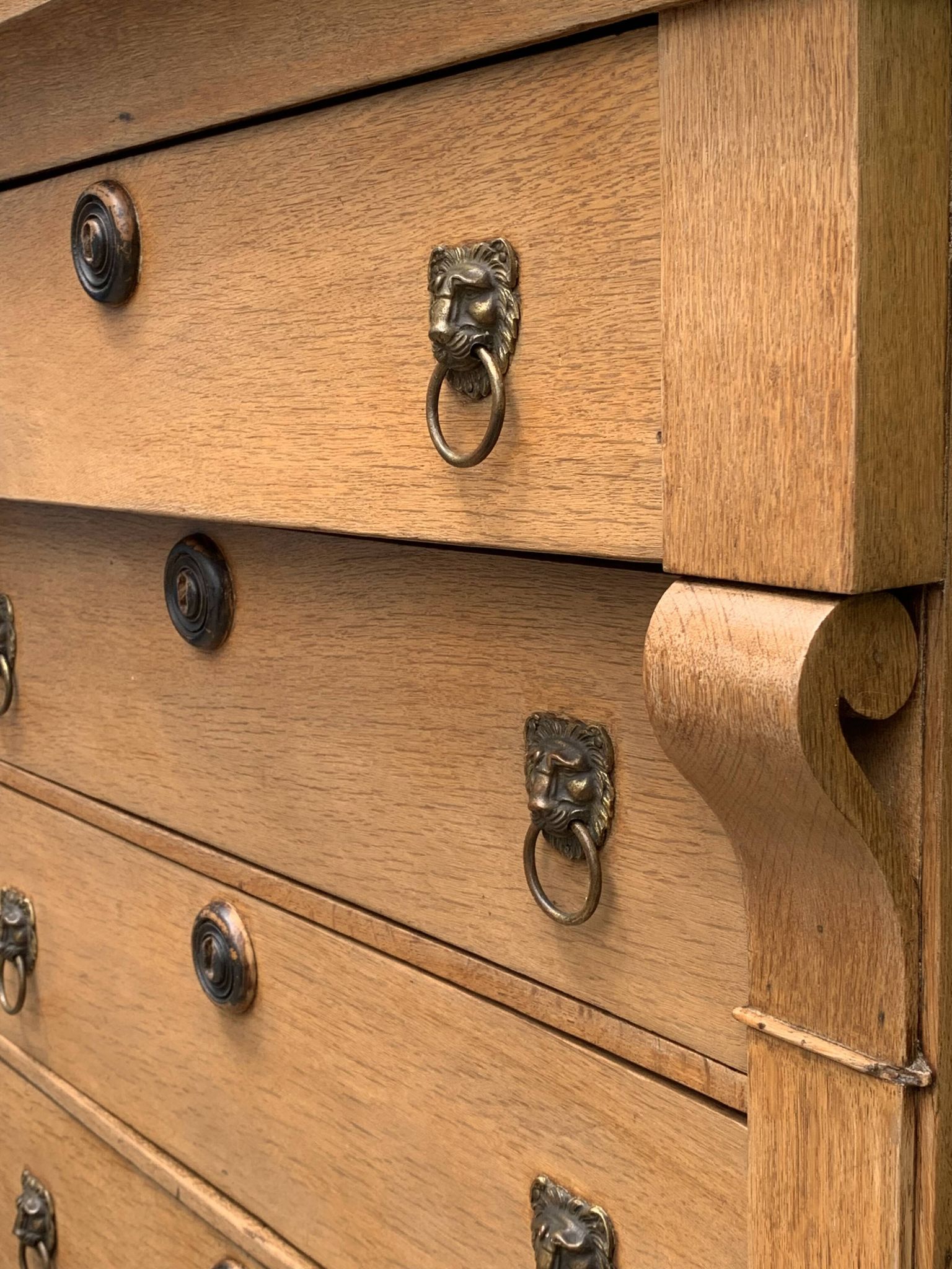 High Empire chest of drawers in solid raw oak