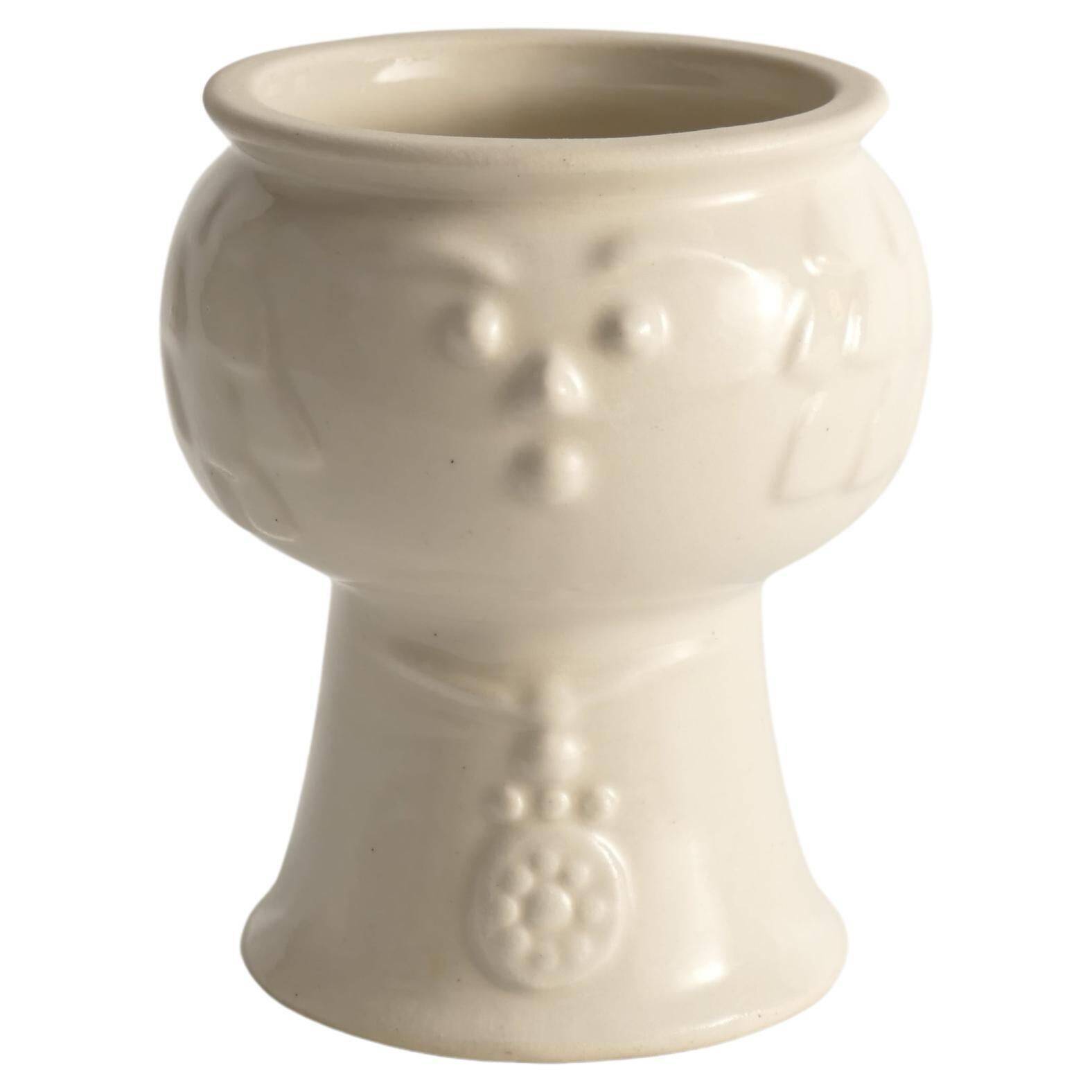 Scandinavian Modern White Porcelaine Face Vase by  Ancher Iversen, aida, Denmark