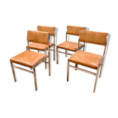 Set of 4 vintage chrome dining room chairs 1970