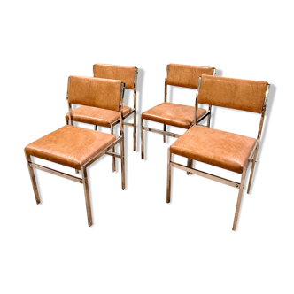 Set of 4 vintage chrome dining room chairs 1970