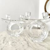 Pair of crystal candlesticks from Vannes 1960