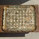 Large wooden tray hand-painted with blue and gold floral ornaments L48x38