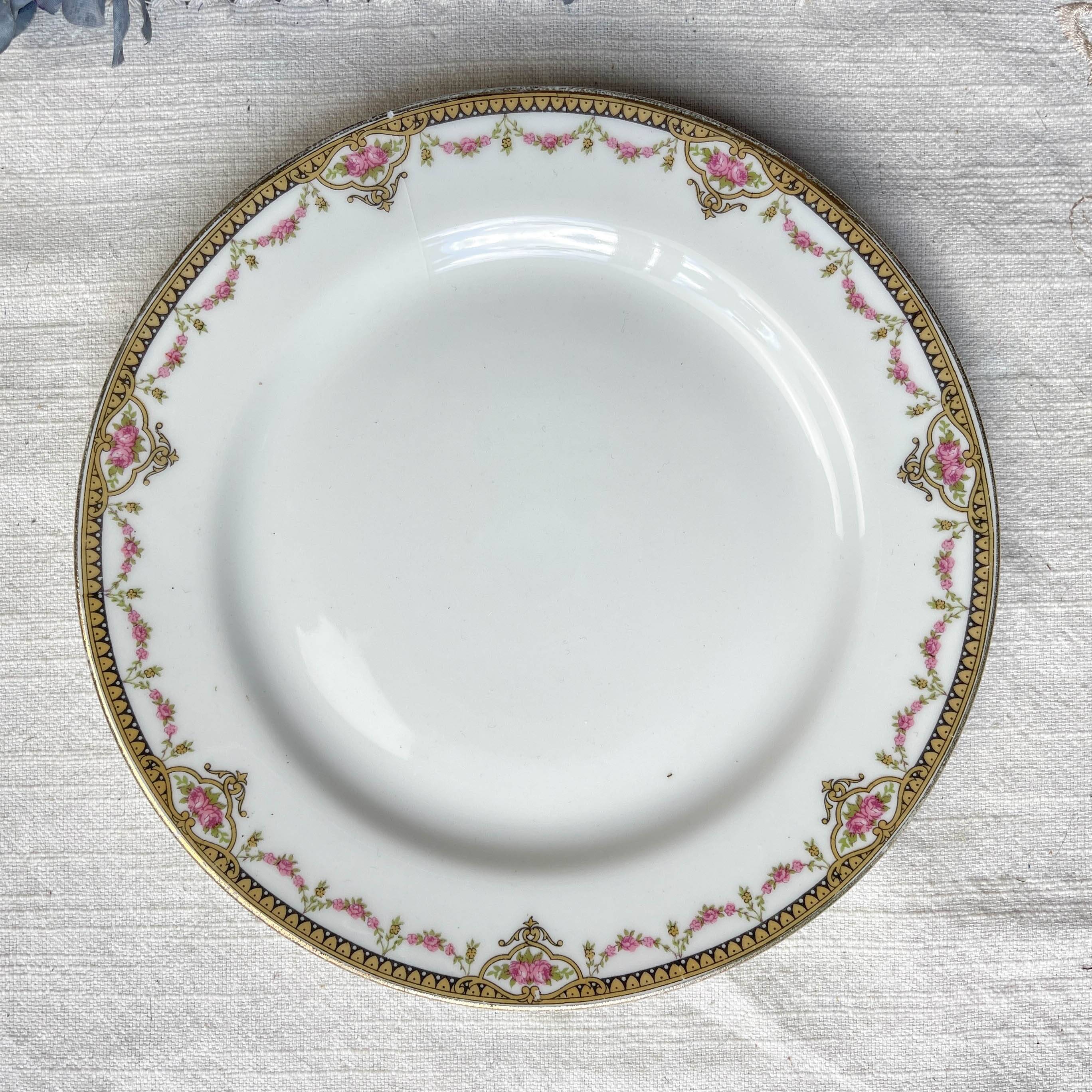 6 Mismatched Vintage French Porcelain Dessert Plates