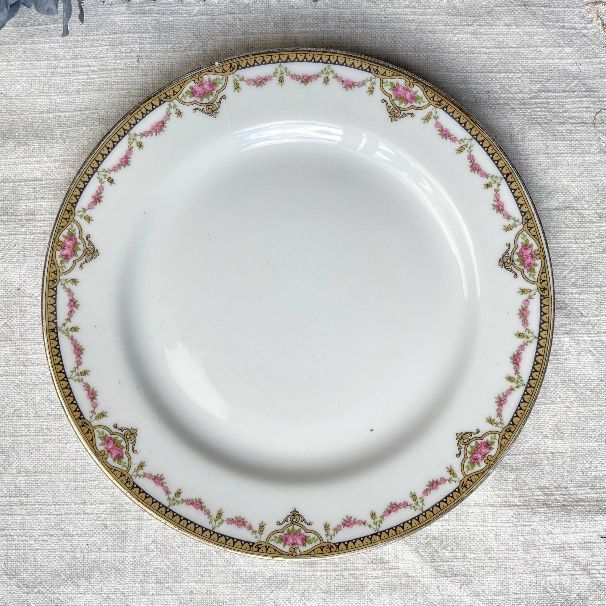6 Mismatched Vintage French Porcelain Dessert Plates